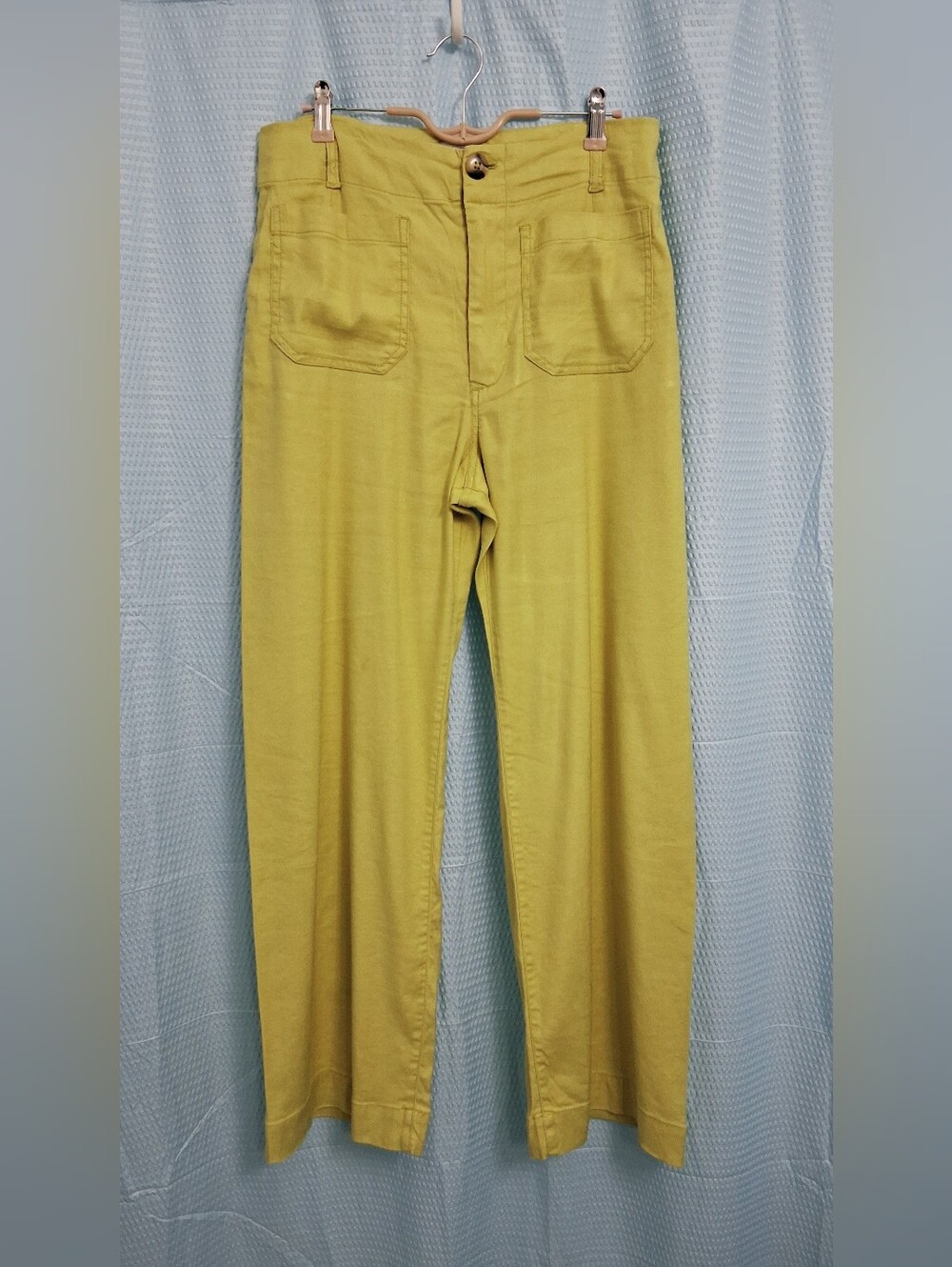 Maeve  The Colette Wide-Leg High-Rise Pants in Chartreuse